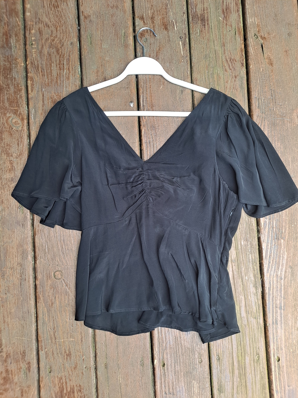 a new day Black V-Neck Flutter Sleeve Blouse